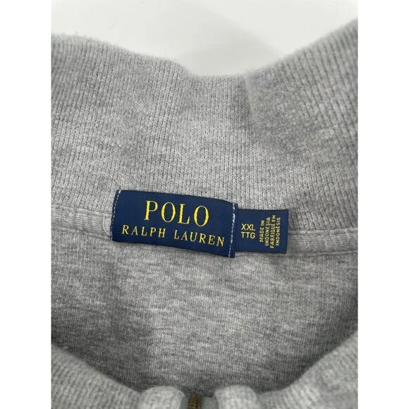 Polo Ralph Lauren Mens XXL Gray Half-Zip Pullover Sweater 100% Cotton Classic - Picture 3 of 7